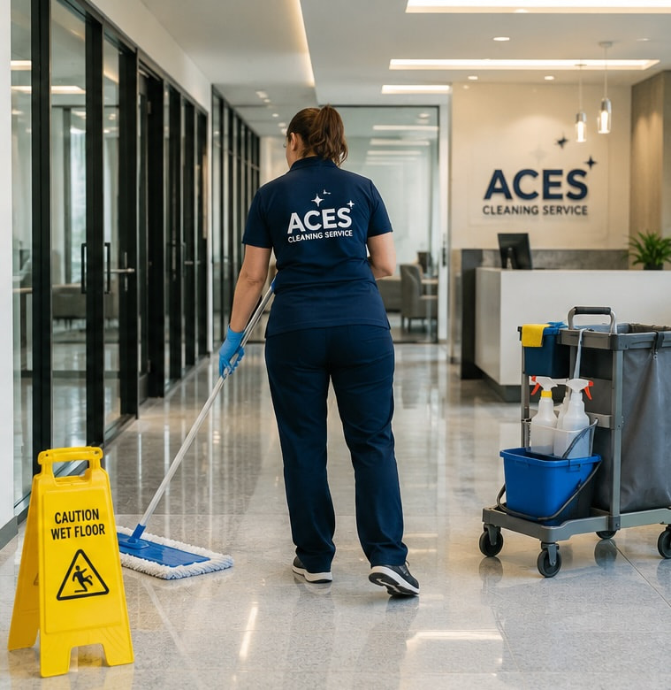 Professional commercial cleaning of office carpet in Raleigh by Aces Cleaning Service.
